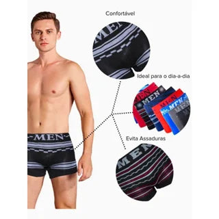 Cueca Boxer Masculino 5 unidades - Cores Variadas