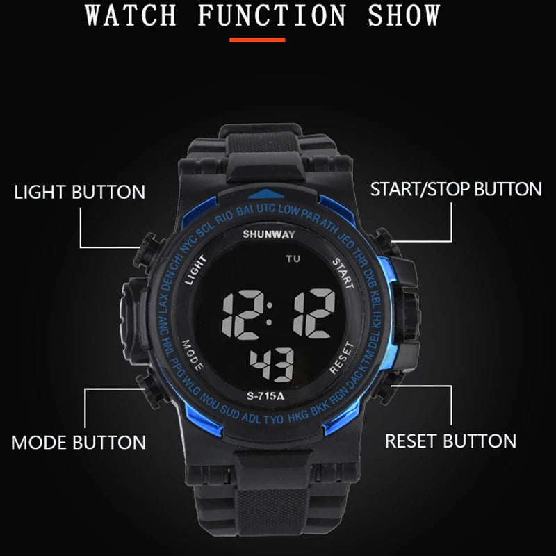 UTHAI CE16 men‘s sport digital watch electronic watches for men male wristwatch clock LED nightlight stopwatch