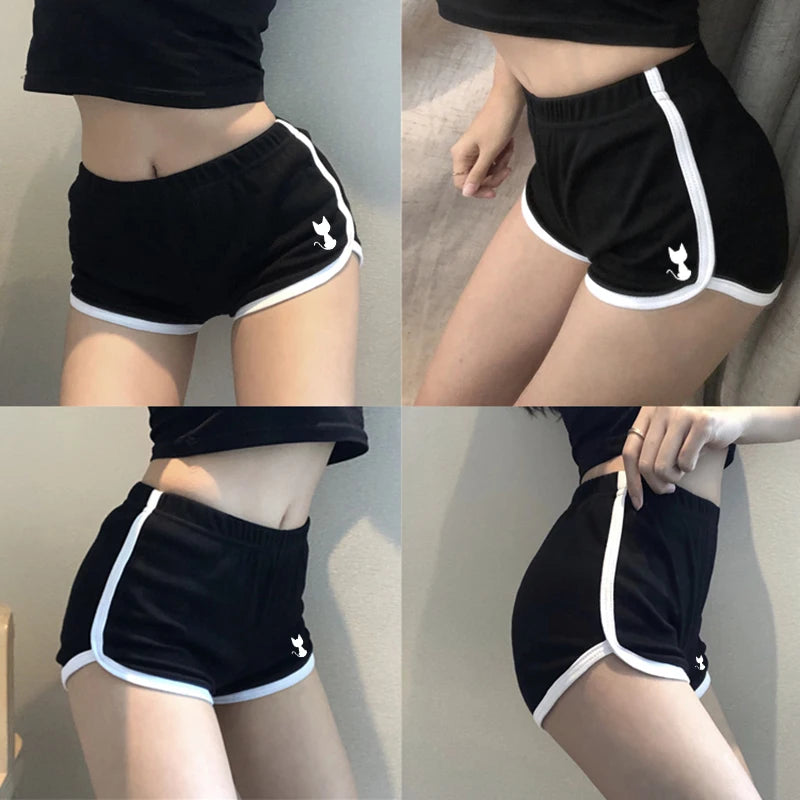 Shorts Women Hot Women Blend 2021 Summer Short Pants Contrast Binding Side Split Elastic Waist Patchwork Casual Beach Party