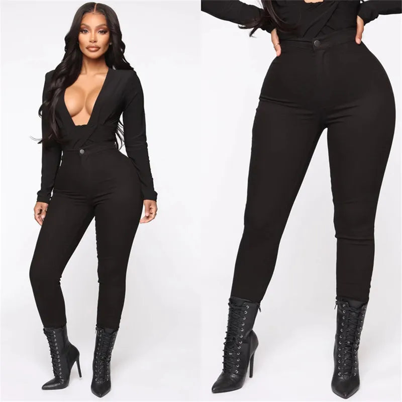 Hot Sale Woman Black High Waist Thin pants Slim Lift Hip High Elastic Skinny Pencil Pants S-3XL New arrival