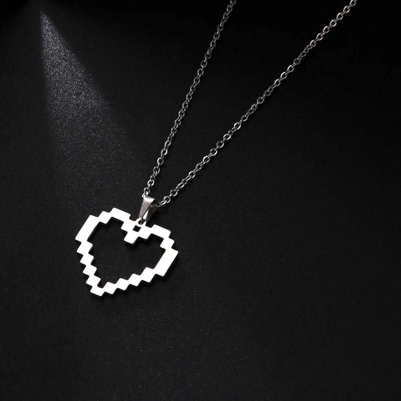 Stainless Steel Necklace for Women Hollow Heart Pendant Necklace Fashion Women's Jewelry for Girl Birthday Gifts