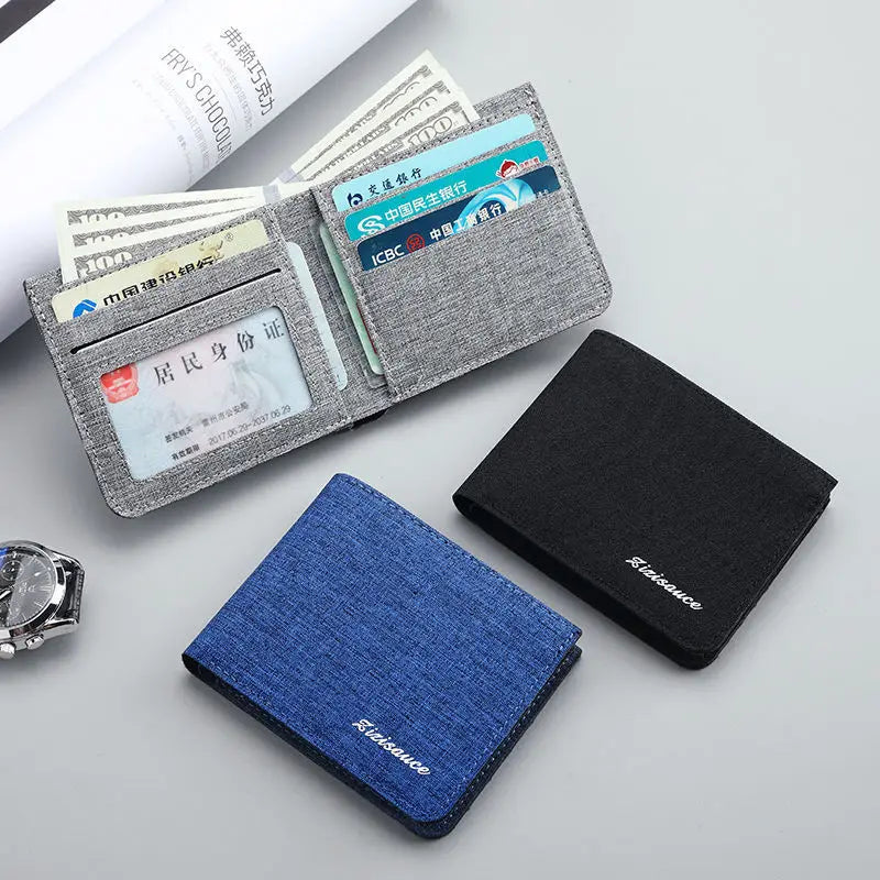 New Canvas Men Wallet Card Holder Men'S Purse Coin Pouch Id Card Holder Short Credit Card Holder Slim Wallet Money Clip