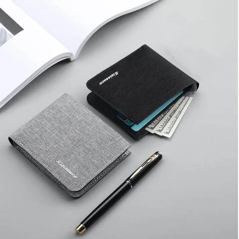 New Canvas Men Wallet Card Holder Men'S Purse Coin Pouch Id Card Holder Short Credit Card Holder Slim Wallet Money Clip