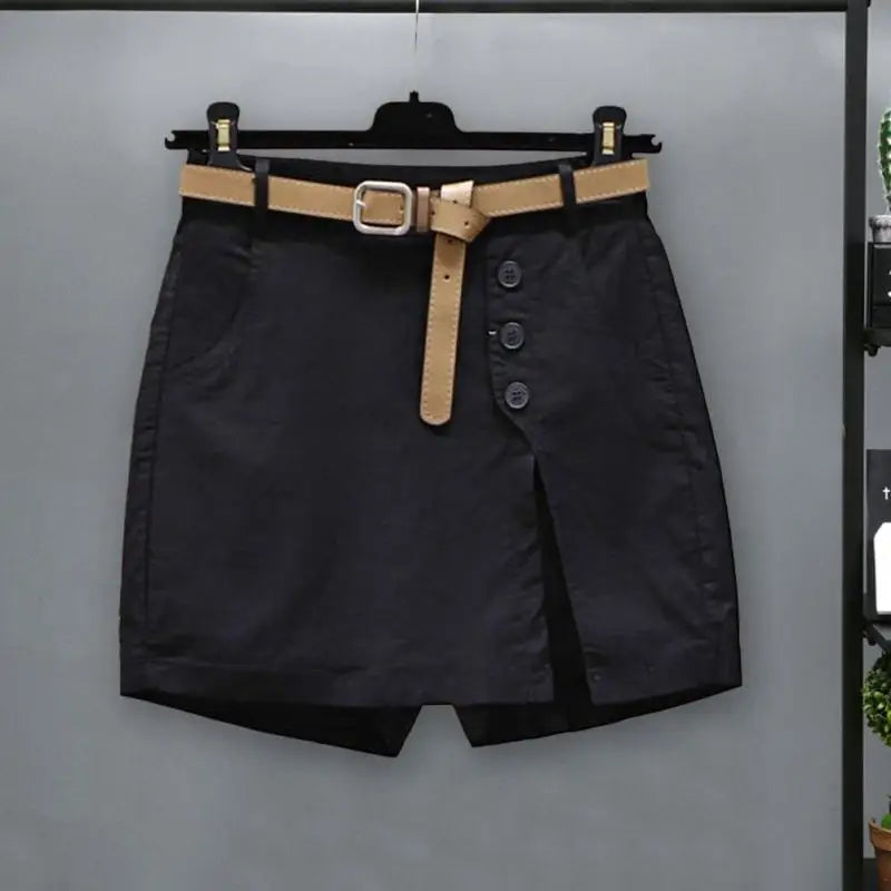 Women High Waist Shorts Summer Skirt Shorts High Waist Women's Skirt Shorts with Side Split Pockets Above Knee Length for Female