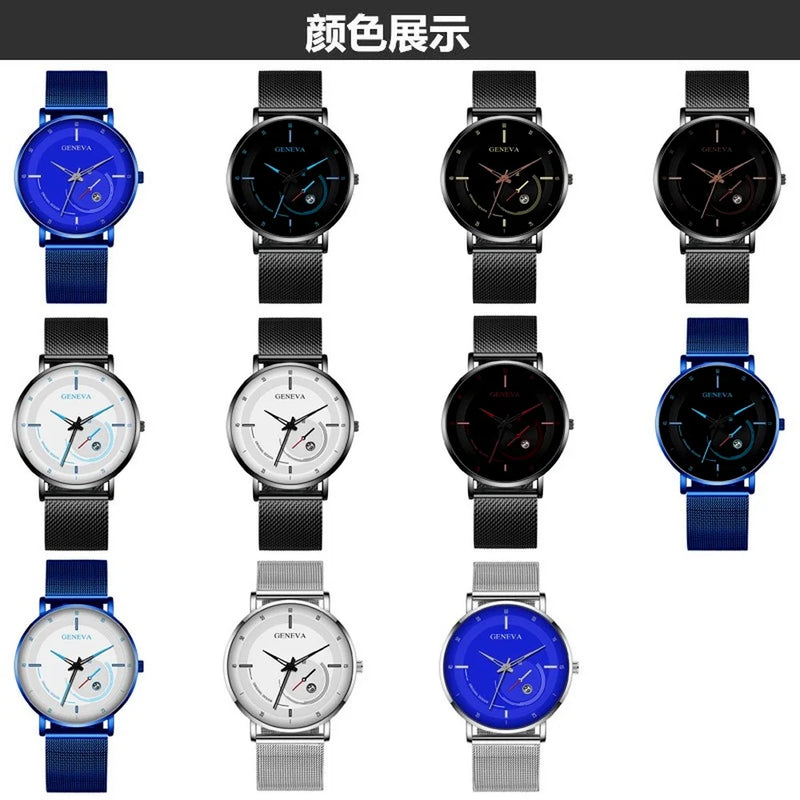 New Fashion Watch for Men Waterproof Luxury Watches Alloy Mesh Belt Business Dress Watch Male Calendar Quartz Clock Dropshipping