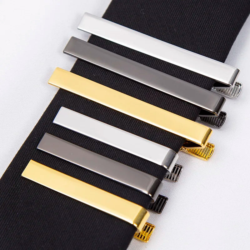 Tie Clips Gold Colour Fashion Ties for Men Gifts Metal Simple Bar Clasp Practical Necktie Accessories Tie Pin Mens Collar Clip