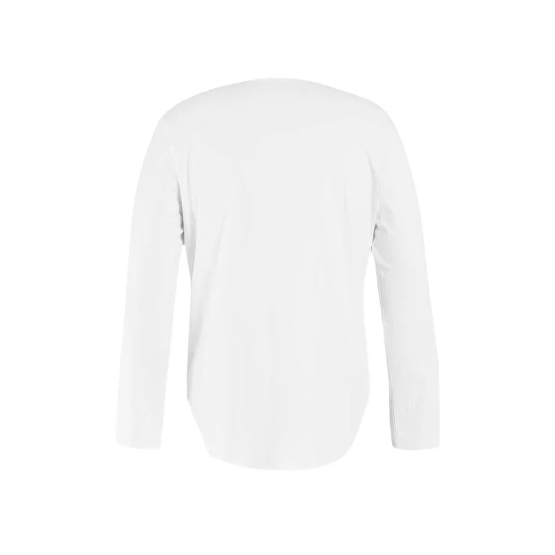 YILEEGOO Men s Spring Summer Casual T Shirt Solid Color Long Sleeve V Neck Shirts Loose Fit Tops (White XL)