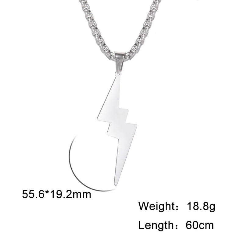 Stainless Steel Necklace for Men Women Lightning Symbol Pendant Necklace Simple Choker Jewelry Party Gifts