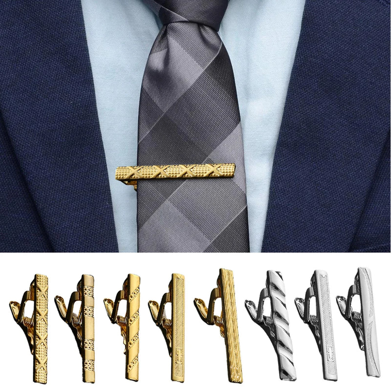 Tie Pin For Men Necktie Accessories Silvery Colour Ties Metal Tone Simple Bar Clasp Practical Clasp Tie Clip Collar Clip Male