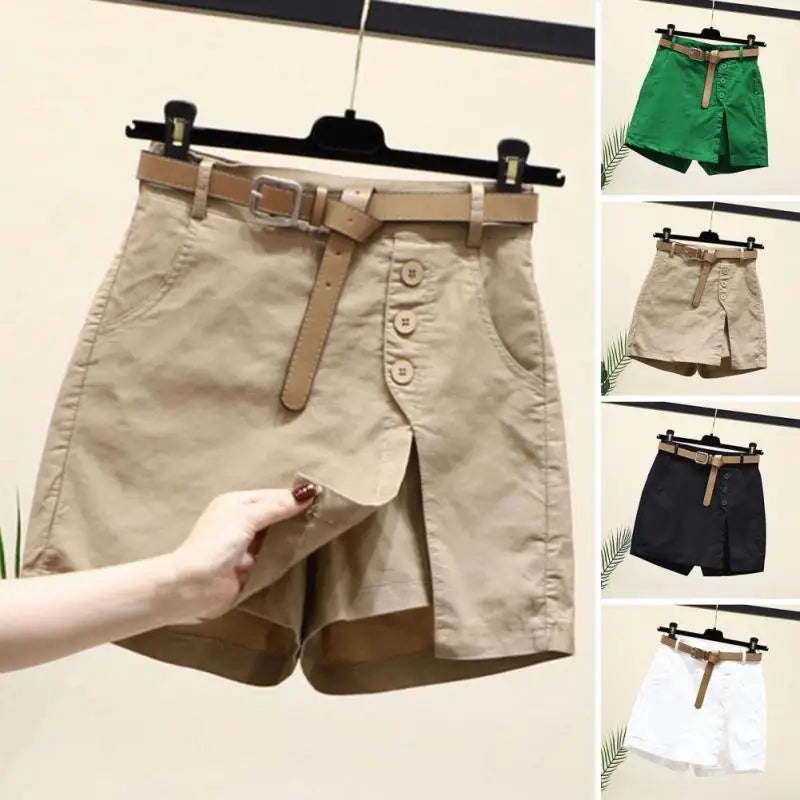 Women High Waist Shorts Summer Skirt Shorts High Waist Women's Skirt Shorts with Side Split Pockets Above Knee Length for Female