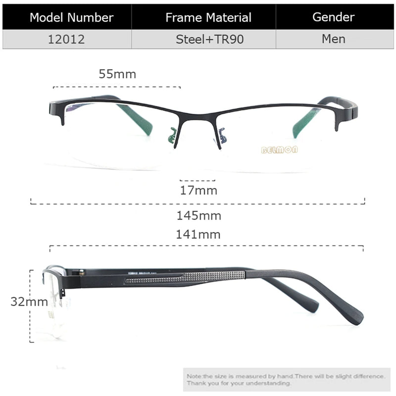 Spectacle Frame Men Eyeglasses Nerd Computer Prescription Optical For Male Eyewear Clear Lens Glasses Frame 12012