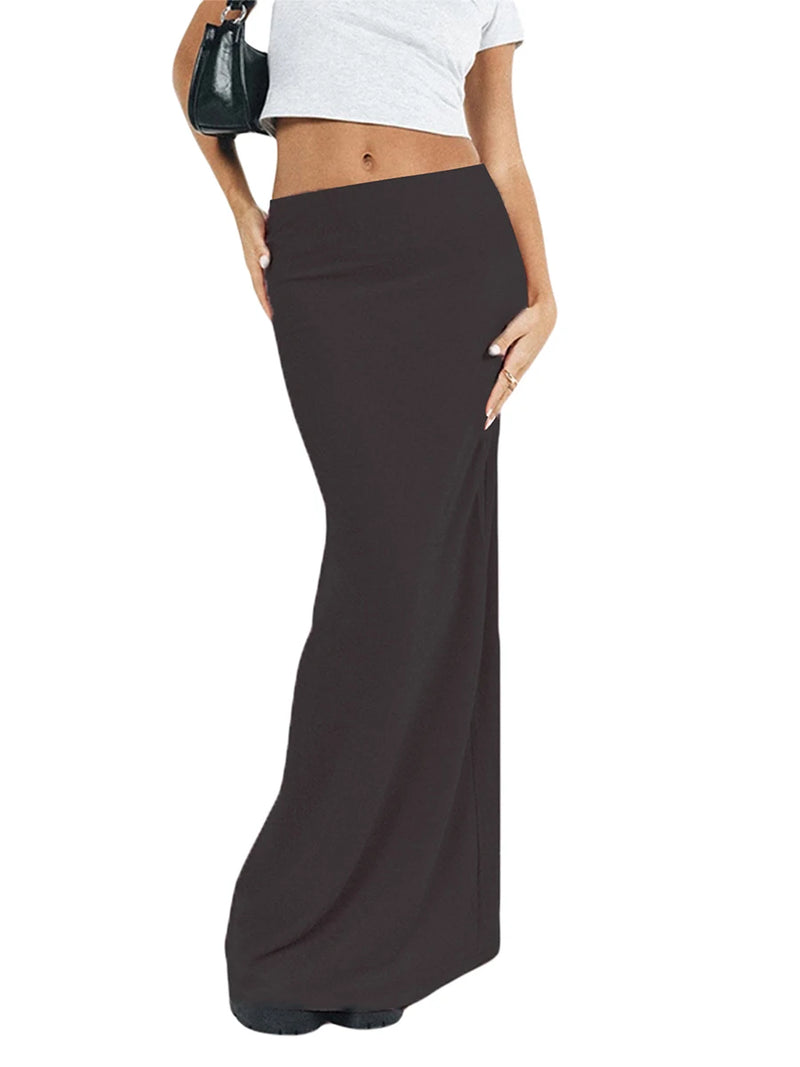 Women s Bodycon Long Skirt Mid Waist Aesthetic Maxi Skirt Streetwear Beach Long Skirts