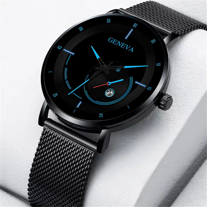 New Fashion Watch for Men Waterproof Luxury Watches Alloy Mesh Belt Business Dress Watch Male Calendar Quartz Clock Dropshipping