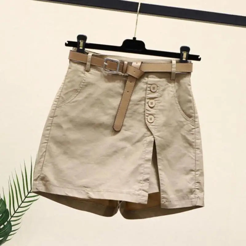 Women High Waist Shorts Summer Skirt Shorts High Waist Women's Skirt Shorts with Side Split Pockets Above Knee Length for Female