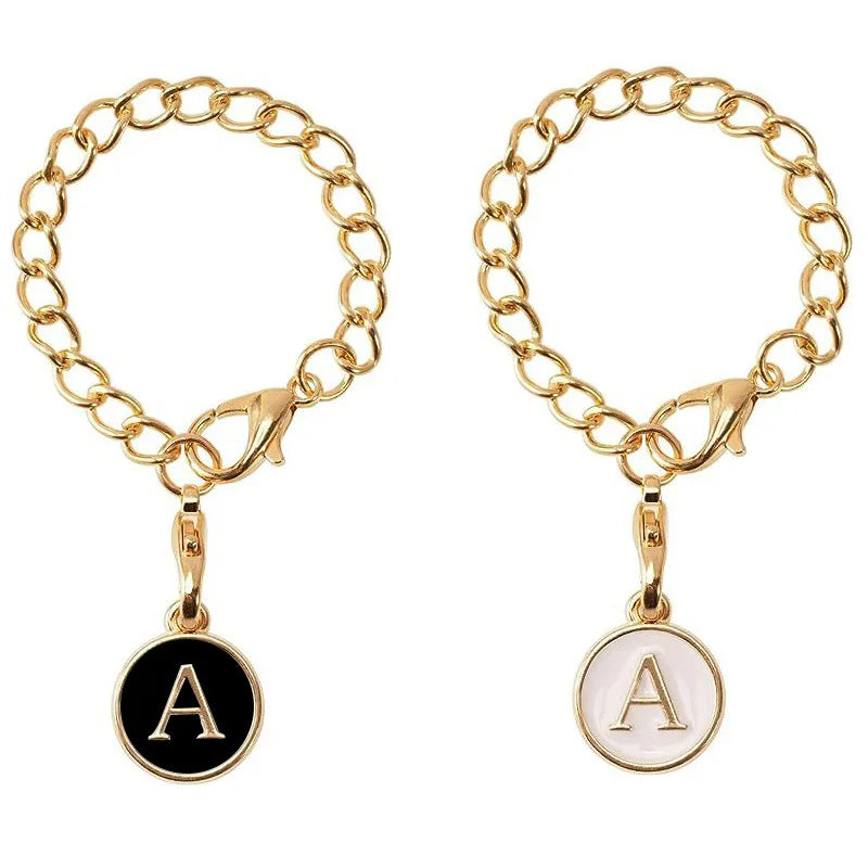 Stainless Steel Keychain Gold Plated Id Initial Letter Chain Bottle Identification Chain Bag Letter Chain Cup Chain Personalized