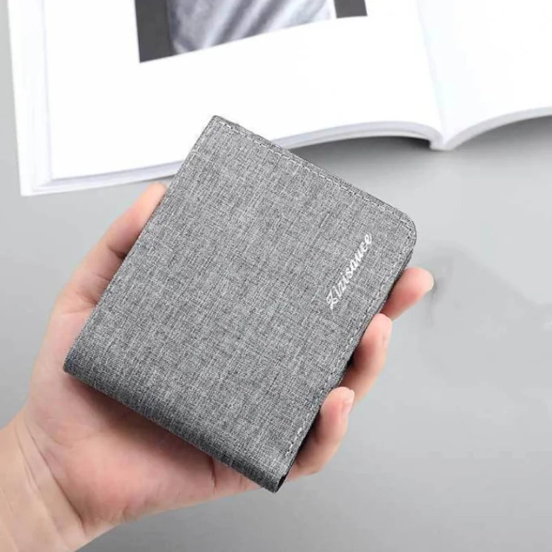 New Canvas Men Wallet Card Holder Men'S Purse Coin Pouch Id Card Holder Short Credit Card Holder Slim Wallet Money Clip