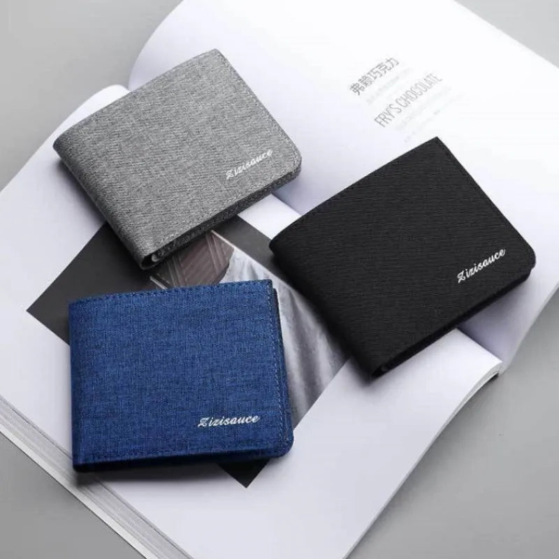 New Canvas Men Wallet Card Holder Men'S Purse Coin Pouch Id Card Holder Short Credit Card Holder Slim Wallet Money Clip