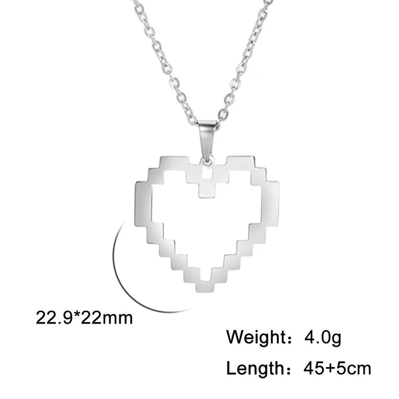 Stainless Steel Necklace for Women Hollow Heart Pendant Necklace Fashion Women's Jewelry for Girl Birthday Gifts