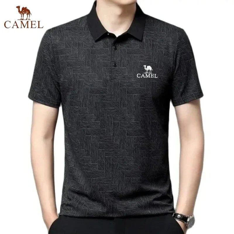 Camisa bordada manga curta polo luxo casual respirável - Classícc