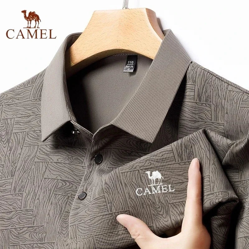 Camisa bordada manga curta polo luxo casual respirável - Classícc