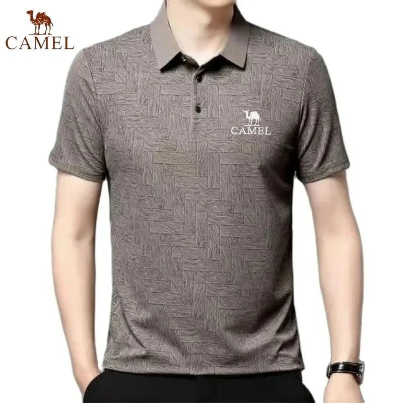 Camisa bordada manga curta polo luxo casual respirável - Classícc