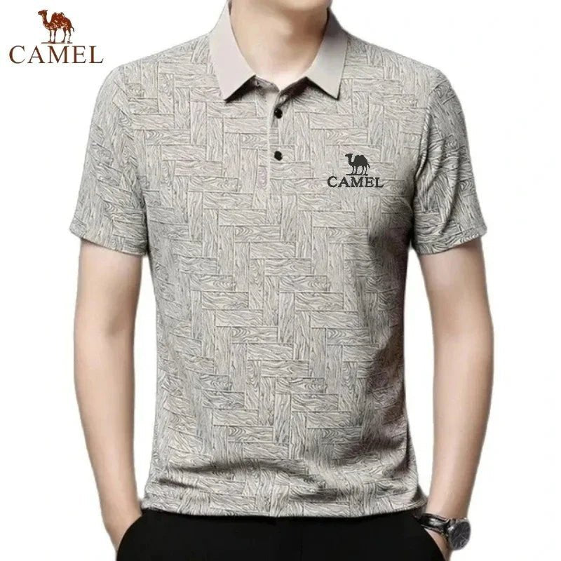 Camisa bordada manga curta polo luxo casual respirável - Classícc