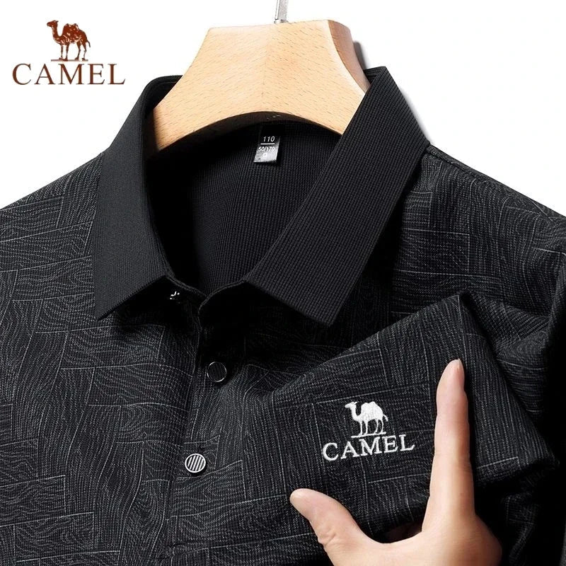 Camisa bordada manga curta polo luxo casual respirável - Classícc