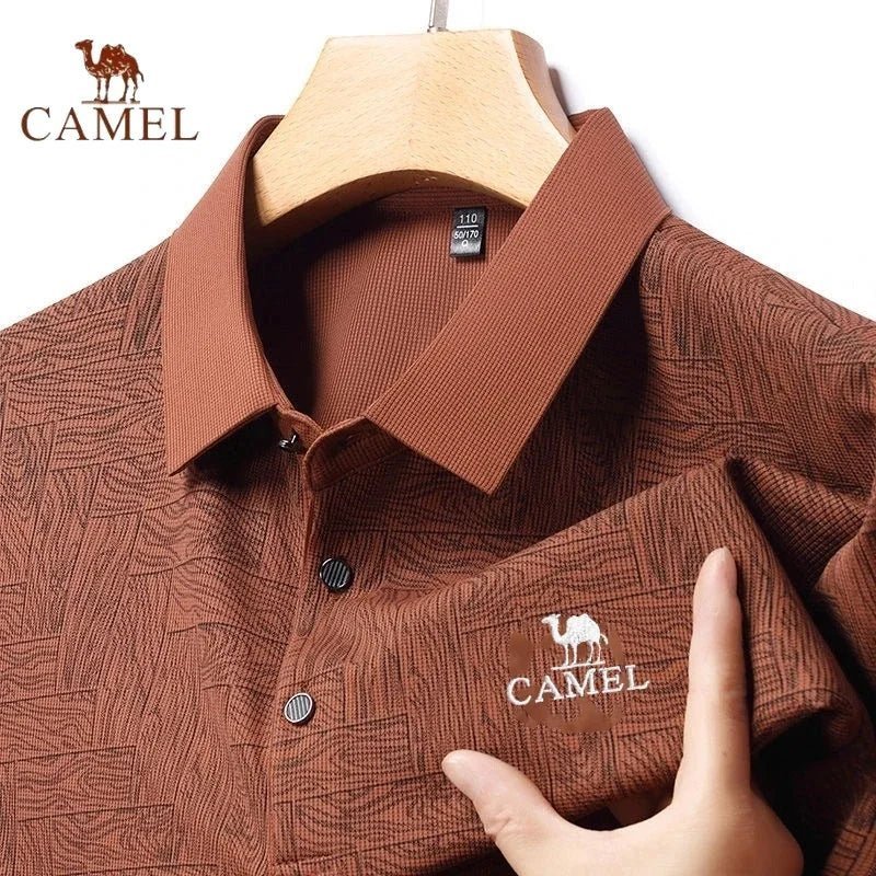 Camisa bordada manga curta polo luxo casual respirável - Classícc