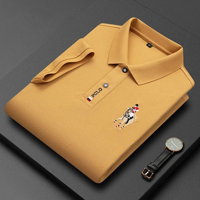 Camisa bordado algodão negócios casual luxo. - Classícc